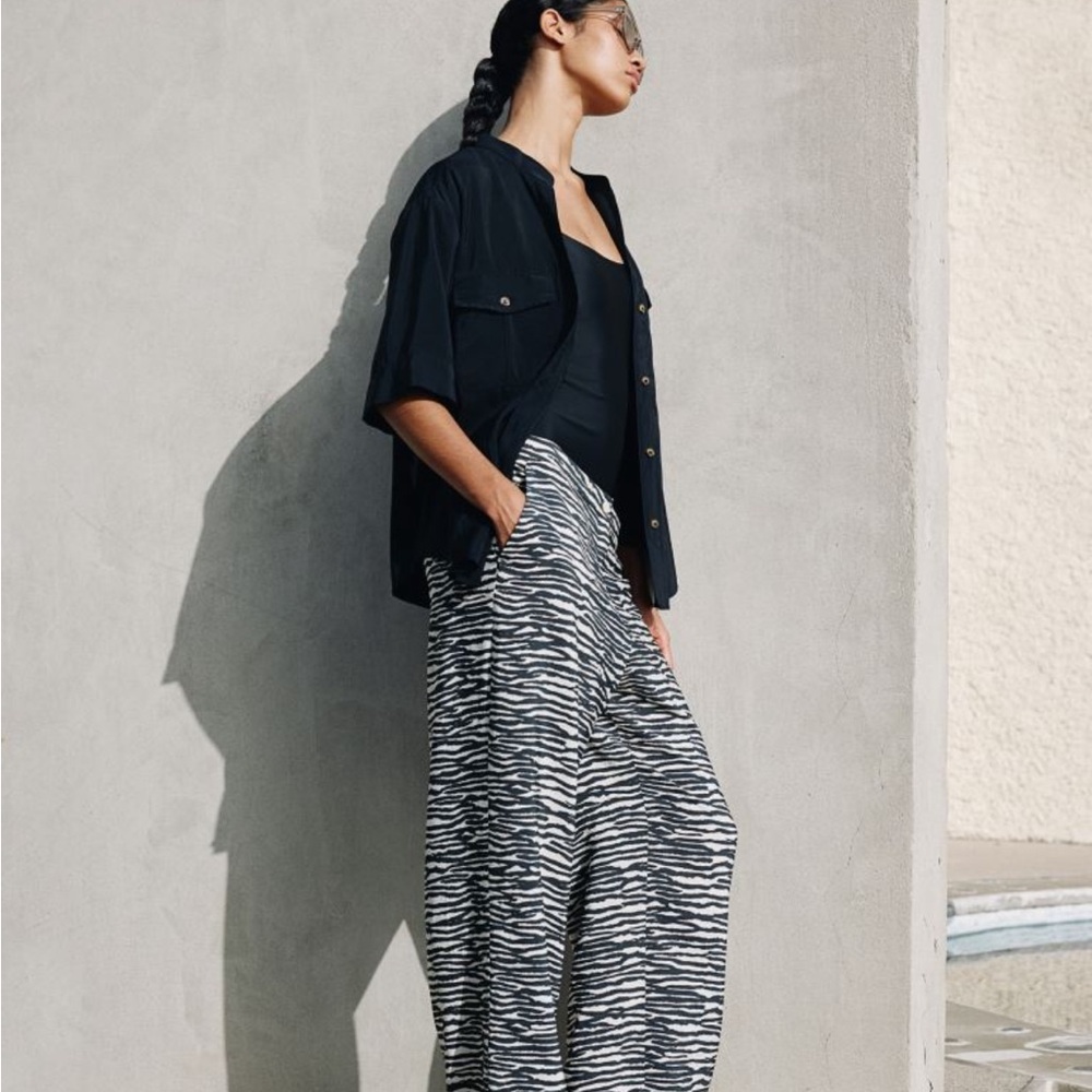 H&M wide leg pants animal print